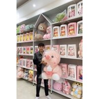 [Mua giá sỉ rẻ] Gấu bông heo sữa size to 85cm. Anh em êy.. Let's go