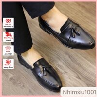 Mua Giày Tặng Quà) Giày Lười Da Nam Dây Chuông. Giày Tây Công Sở Đế Cao Su Dẻo