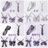 [Mua Hai Tặng Một] Phụ Kiện Đồng Phục JK Kẻ Sọc Tím Cô Gái Thể Thao Điện Tử Lãng Mạn Cà Vạt Tím Khói Nho