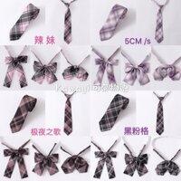 [Mua Hai Tặng Một] Phụ Kiện Đồng Phục JK Kẻ Sọc Đen Hồng Tím, Nơ Cà Vạt Công Chúa Huiyue Hot Girl
