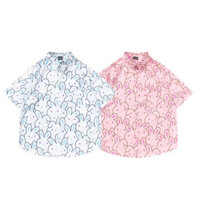 Mùa hè 2024 mới của Mỹ thời trang cao cấp phiên bản Hàn Quốc họa tiết thỏ vui nhộn thương hiệu thời trang Thái Lan Hawaii chống nắng ngắn tay áo sơ mi đi biển hoa hoạt hình nam.