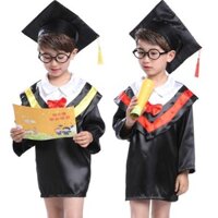Mùa Hè 2024 Mới Satin Trẻ Em Hiệu Suất Quần Áo Mẫu Giáo Học Sinh Tiểu Học Áo choàng Bác Sĩ Bằng Nam Nữ Tốt Nghiệp Đầm
