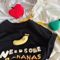 Mùa Hè 2024 Trẻ Em Tay Ngắn Phong Cách Mới 100% Cotton Bé Trai Bé Gái Bé Gái Ba Chiều Trái Cây Áo Thun Chữ Dạo Phố T