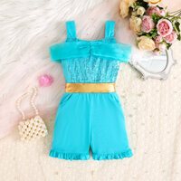 Mùa Hè 2025 Mỏng Jasmine Công Chúa Jumpsuit Cho Trẻ Em Bé Gái Áo Liền Quần Ngắn Trẻ Em Quần Áo Cosplay Trang Phục