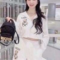 Mùa Hè 2025 Phong Cách Mới Moschino Nam Nữ Cùng Phong Cách Thể Thao Họa Tiết Gấu Thẳng Cotton Co Giãn Eo Quần Short