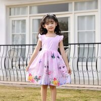 Mùa Hè 2025 Trẻ Em Quần Áo Bé Gái Frozen Công Chúa Elsa Đầm Trẻ Em Hoạt Hình In Hình Bay Tay Áo Frock Quà Tặng Sinh Nhật