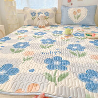 Mùa Hè ALớp Hoạt Hình Nhỏ Tươi Kỹ Thuật Số Mát Lụa Phiên Bản Lớn Chiếu Cao Su Ga Trải Giường Lụa Băng Bộ Ba Mảnh