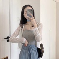 Mùa Hè Băng Lụa Chống Nắng Áo Khoác Mỏng Nữ Dài Tay Ngắn Voan Cardigan Áo Khoác