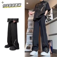 Mùa hè] Bộ đồ tre [Mặc nam một bộ thêu cao cấp phong cách Trung Quốc Bộ đồ hai mảnh nam thanh niên