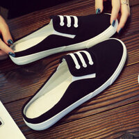 Mùa Hè Canvas Nửa Trượt Giày Trắng Nữ Học Sinh Đế Phẳng Chống Trơn Trượt Phiên Bản Hàn Quốc Giày Lười Nữ Mang Thai Không Gót