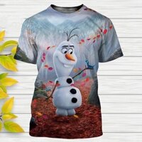 Mùa Hè Disney 3d Áo Thun Frozen Hoạt Hình Anime Olaf Nam Nữ Thời Trang Dạo Phố Áo Trẻ Em Bé Trai Bé Gái Tee Cao Cấp