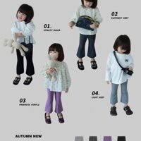 [Mùa hè mát mẻ] Quần ống loe thường dành cho bé gái, lụa lạnh mỏng, quần áo trẻ em Hàn Quốc, mùa xuân và mùa hè, quần ống loe thường có độ đàn hồi cao kiểu Tây cho bé gái, quần tất màu tinh khiết