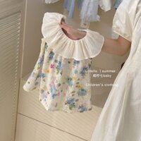 Mùa hè mẫu mới thêu Chấm Bi Sơn dầu phong cách nhẹ nhàng hoa lá sen cổ áo váy dài