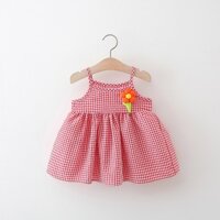 Mùa Hè Mới Bé Gái Đầm Lưới Hoa Dây Đeo Trẻ Em 0-3 Tuổi Quần Áo Bé Gái