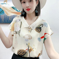 Mùa Hè Mới In Quần Áo Mẹ Tay Ngắn Thời Trang Cổ Búp Bê Đáy Áo Rời Áo