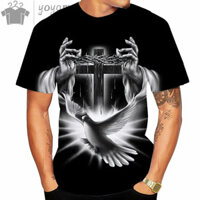 Mùa Hè Mới Quần Áo Nam Thường Ngày Chúa Giêsu Kitô Chữ Thập 3d In Hình Áo Thun Tay Ngắn Tee Quá Khổ Áo Thun Cổ Tròn