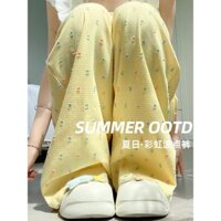 Mùa Hè Mỏng 2025 Phong Cách Mới Rời Thường Ngày Chấm Bi Quần Ống Rộng Nữ Cao Cấp Drape Ice Silk Yamamoto Quần