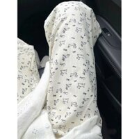 Mùa Hè Mỏng Phong Cách Mới Rời Drap Chó Dễ Thương Ice Silk Quần Ống Rộng Nữ Nhỏ Thẳng Quần Thường Ngày