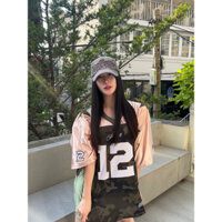 Mùa Hè Mỹ retro Phù Hợp Với Xu Hướng Ngắn Tay Chữ graffiti In Hình Lưới Áo nam Nữ Rời Nửa Tay Áo Thoáng Mát Và Thoáng Khí