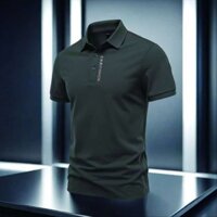 Mùa hè nam công sở cao cấp cotton nguyên chất thoáng khí chữ đơn giản cổ công sở áo thun nửa tay