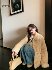 Mùa Hè Nhà Thu Đông Sang Trọng Rời Cừu Len Dày Áo Khoác Nữ Cao Cấp Lông Thú Trẻ Lông Thú Giả Top