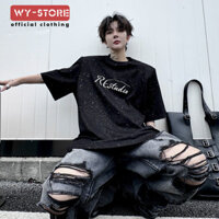 Mùa hè Niche Cao Cấp Cảm Thấy Sáng Lấp Lánh In Chữ Áo Thun Ngắn Tay Nam Miếng Lót Vai Thiết Kế Đẹp Trai Nửa Tay t @