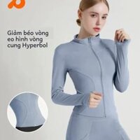 Mùa Hè Nữ Dài Tay Tập Yoga Áo Khoác Co Giãn Cao Slim Fit Cổ Đứng Thể Dục Thể Thao Hàng Đầu Đan Dây Kéo Đóng Cửa