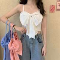 Mùa hè phiên bản Hàn Quốc của Nơ Dây Tank Top Nữ Áo ngắn tay gợi cảm