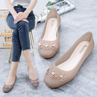 Mùa Hè Phong Cách Mới Đế Mềm Chống Trơn Trượt Miệng Nông Giày Đi Mưa Giày Đi Biển Chống Thấm Nước Hoa Bề Mặt Mềm Jelly San