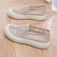 Mùa Hè Phong Cách Mới Ren Nữ Giày Lưới Phong Cách Chanel Thời Trang Tất Cả Trận Đấu Đế Dày Một Chân Giày Lưới Nữ Rỗng Thoáng Khí Giày Nữ