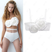 Mùa hè Phong Cách Mới Thiết Kế Pháp Niche Trắng Hoa Ba Chiều Có Thể Điều Chỉnh Sling Top Ngắn7901014