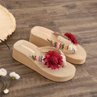 Mùa Hè Phong Cách Retro Đáy Dày Thôngs Dép Nữ Đi Biển Kỳ Nghỉ Ngoài Trời Dép