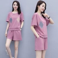 Mùa hè Plus Size Nữ Bộ Đồ Thể Thao Cổ Tròn Ngắn Tay Quần Short Hai Mảnh Phong Cách Mới Thời Trang Dáng Rộng Tất Cả Trận Đấu Ôm Hơn OYTJ