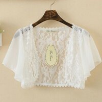 Mùa hè Ren Edge Hơi Trong Suốt Áo Khoác Nữ Tay Ngắn Áo Cardigan Mỏng