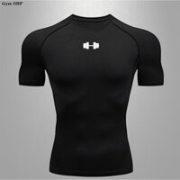 Mùa hè Slim Fit Áo thun thể thao ngắn tay co giãn bó sát Bộ đồ tập thể dục nam