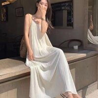 Mùa Hè Sling Phiên Bản Hàn Quốc Mỏng Hơn Nhìn Tính Khí Váy Dài Không Tay Màu Trơn Rời Thời Trang Đơn Giản