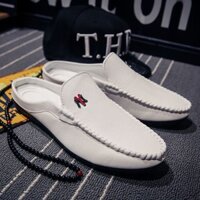 Mùa Hè Thấp Giày Nam Baotou Giày Thường Ngày Phiên Bản Hàn Quốc Hợp Thời Trang Độc Đáo Lười Peas Hợp Thời Trang Giày Cao Gót Nhỏ Da Nam