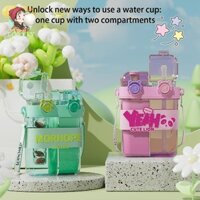 Mùa Hè Trẻ Em Bình Nước Sinh Viên Đôi Uống Ống Hút Chai Hoạt Hình Dễ Thương Nước Ngoài Trời Cốc Di Động