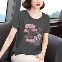 ✨Mùa hè Trung Niên Người Mẹ Người Cao Tuổi Rời Tay Ngắn In Hình Phù Hợp Với Áo Thun Nữ Quần Áo Mùa Hè Người Cao Tuổi Trung Niên Thời Trang Áo 25.3.26