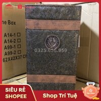 Mua hộp đựng quà tết ở đâu giá rẻ- tốt nhất, hộp đựng rượu bằng da 2 chai