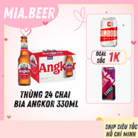 [Mua Kèm Deal Sốc] - Bia Angkor Chai Thùng 24 Chai x 330ml