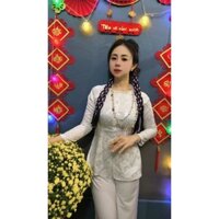 MUA LẺ GIÁ SỈ ÁO BÀ BA GẤM MÀU TRẮNG TAY ĐÍNH NÚT NGỌC - DÂY KÉO KHOÁ SAU - ĐỒ ĐI CHÙA nữ MÀU TRẮNG bigsize 45kg- 85kg
