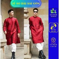 (Mua lẻ giá sỉ) Áo dài Nam chất vải Gấm vân nổi mạnh mẽ, lịch lãm màu đỏ r.ư.ợ.u- Sỉ Áo Dài Sài Gòn