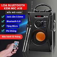 Mua Loa Bluetooth Loa karaoke công suất lớn Combo loa kèm mic Loa Bluetoth Karaoke Mini A18 (Mẫu mới K600) Kèm 1 Mic - Bảo hành chính hãng