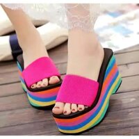 Mua nhiều giảm giá Dép Xuồng Xốp Nữ Quai Bản Ngang Đế Cao Thời Trang 9f Hở Mũi