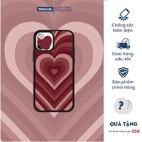 [MUA ỐP TẶNG POP] Ốp lưng iPhone viền trắng, đen Weekase in hình nhiều trái tim màu đỏ đậm, tất cả dòng máy