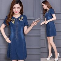 Mua Sắm Giảm Giá Đầm jean thêu hoa thời trang (M, L, XL) - LV1655K13