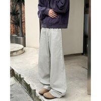 Mùa Thu 2024 Machete Jeans Nam Xám Trắng S-3XL Melade Mặc Cao Cấp Rời Chân Rộng Ôm Hơn Nhìn Quần Lười
