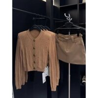 Mùa Thu Bán Chạy Nút Vàng Cardigan Nữ Phiên Bản Hàn Quốc Phù Hợp Với Áo Khoác Ngoài Rỗng Slim-fit Dài Tay Áo Khoác Dệt Kim Ngắn