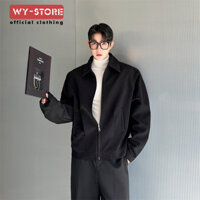 Mùa Thu Đơn Giản Màu Đen Ve Áo Khoác Hành Chính Áo Khoác Nam Ngắn Màu Trơn Miếng Lót Vai Phù Hợp Với Áo Cardigan Bên Ngoài Hàng Đầu Phiên Bản Hàn Quốc